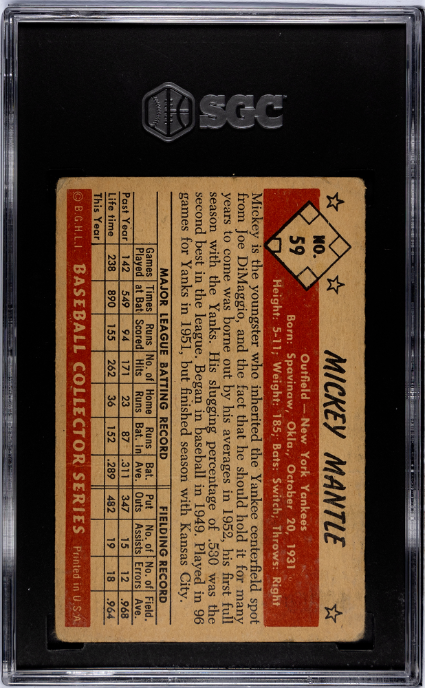 1953 Bowman Color Mickey Mantle #59 SGC 1.5