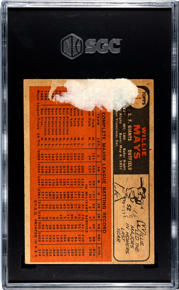 1966 Topps Venezuelan Willie Mays #1 SGC 1