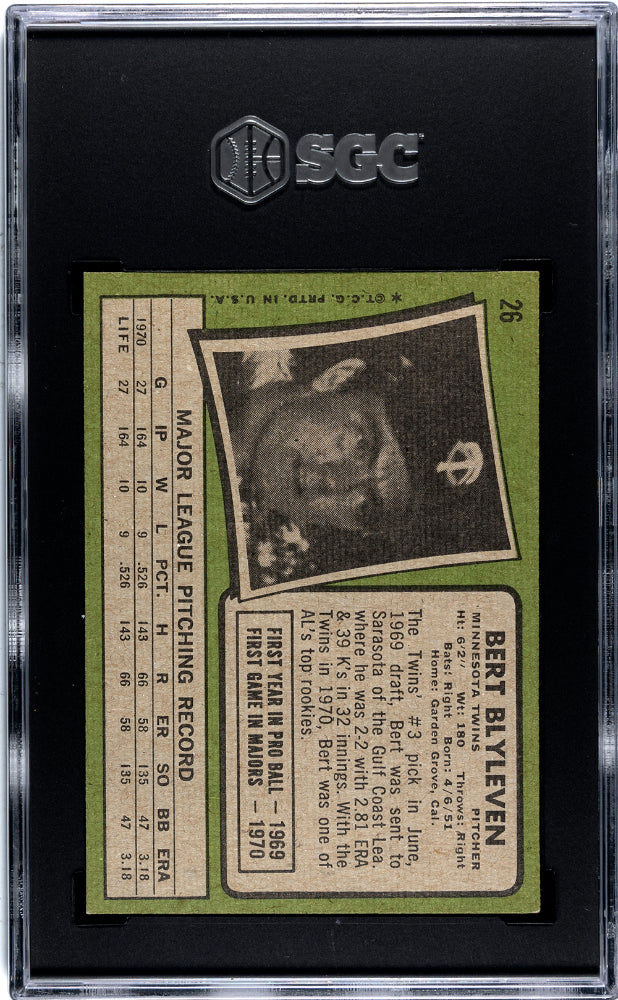 1971 Topps Bert Blyleven #26 SGC 7