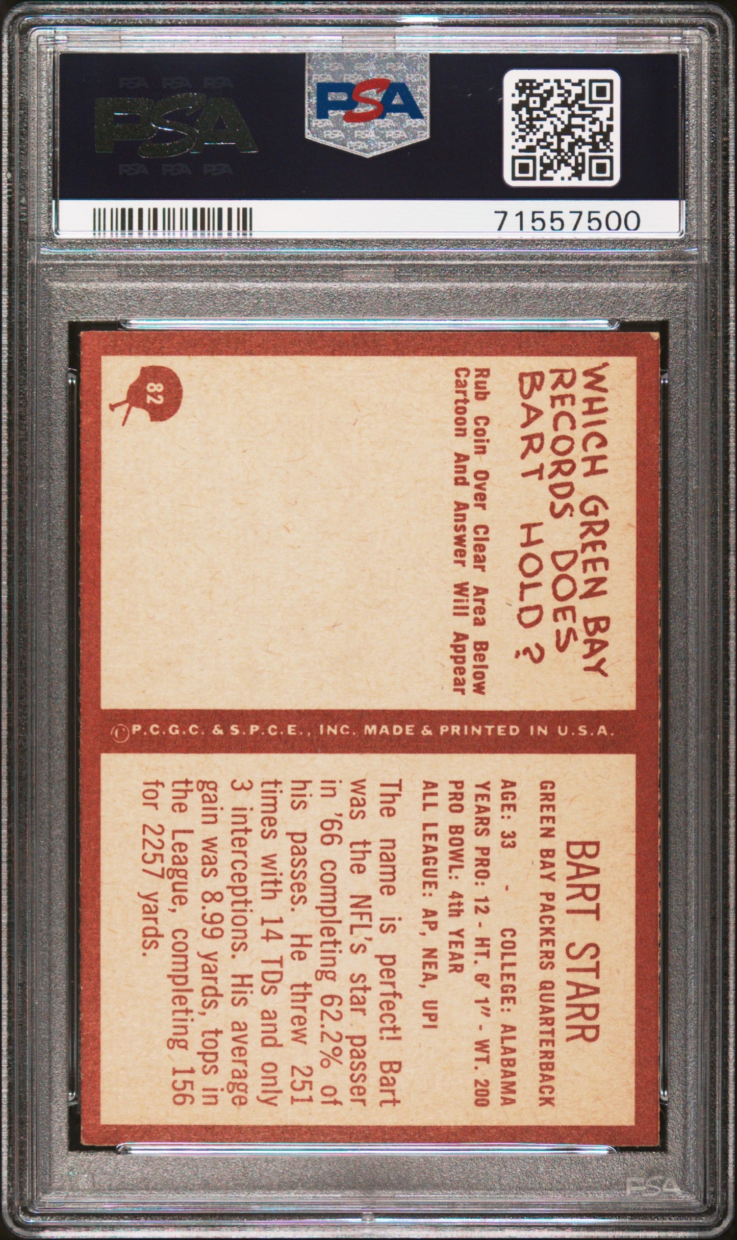 1967 Philadelphia Bart Starr #82 PSA 5