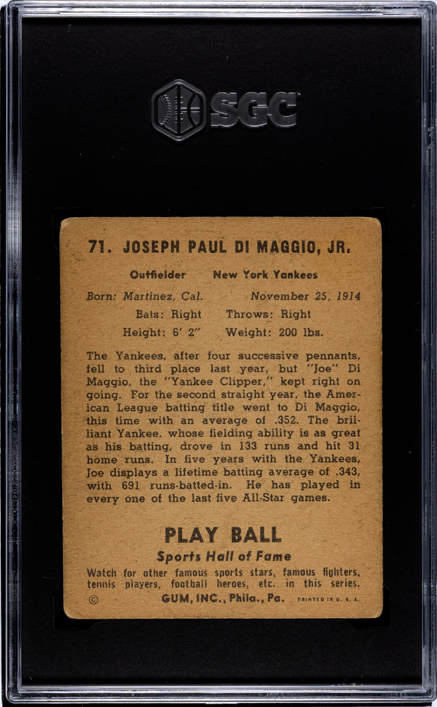 1941 Playball Joe Dimaggio #71 SGC 1