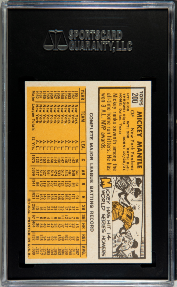 1963 Topps Mickey Mantle #200 SGC 7