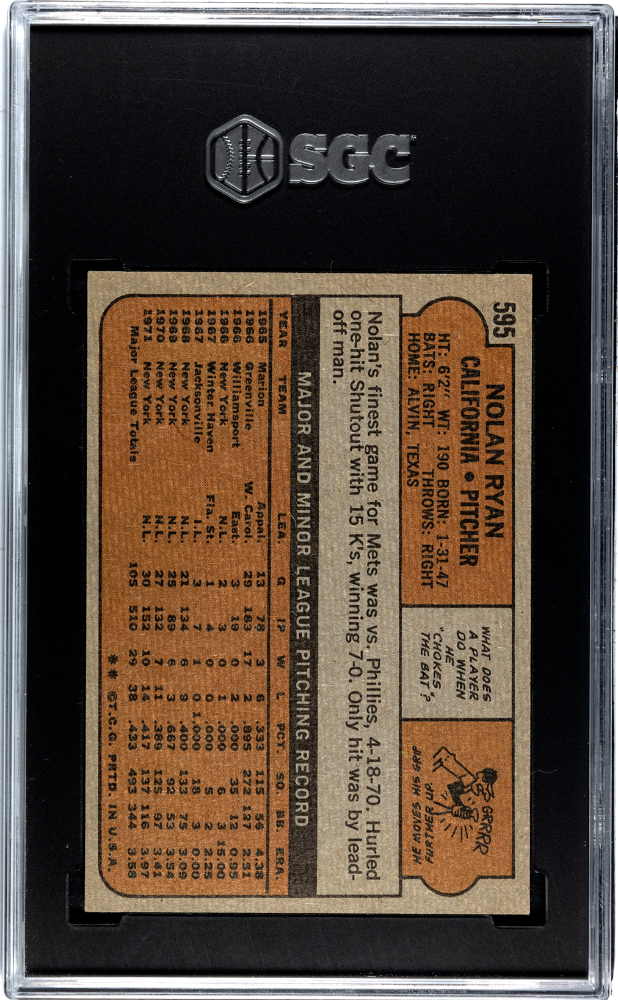 1972 Topps Nolan Ryan #595 SGC 7