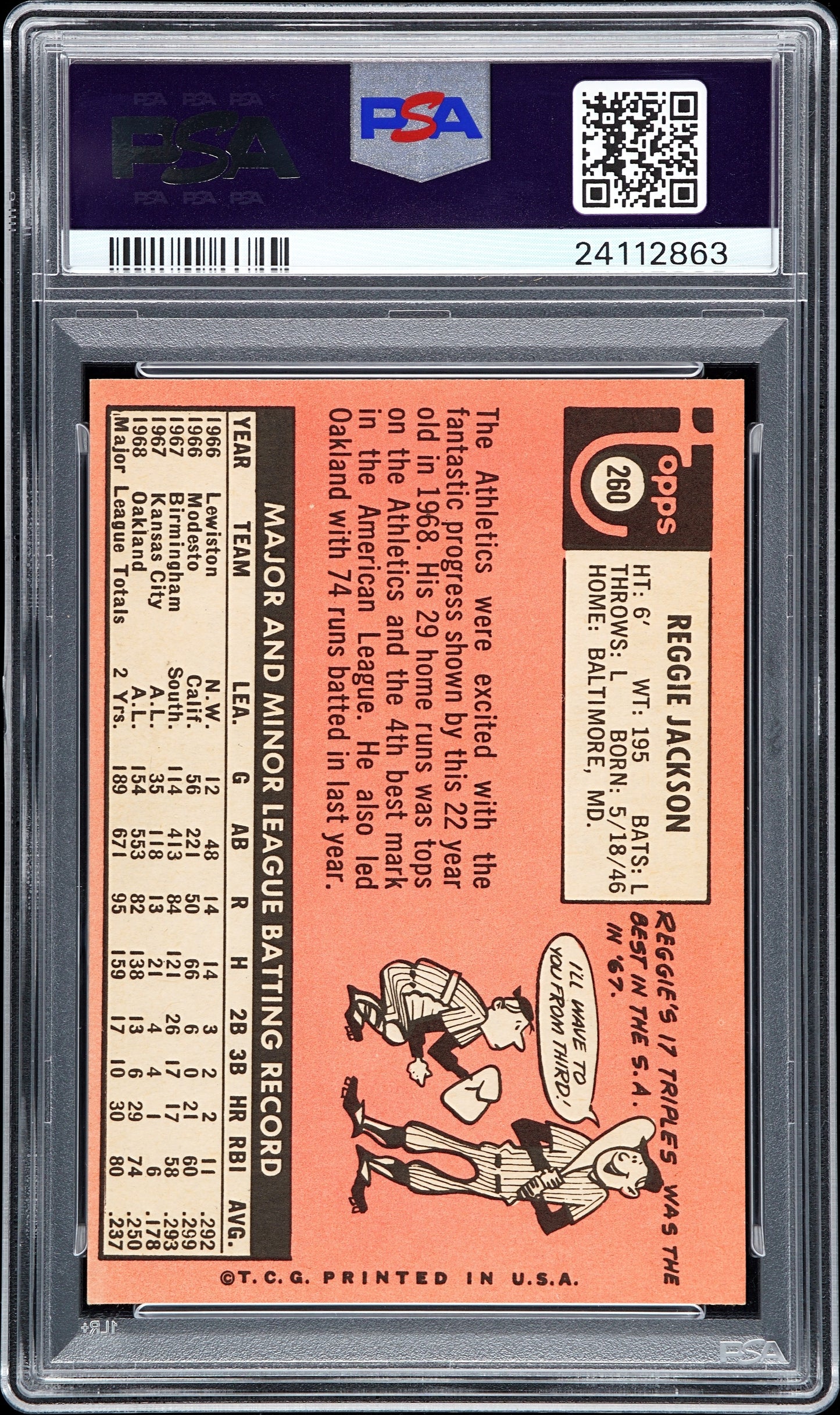 1969 Topps Reggie Jackson #260 PSA 8.5 Auto 10