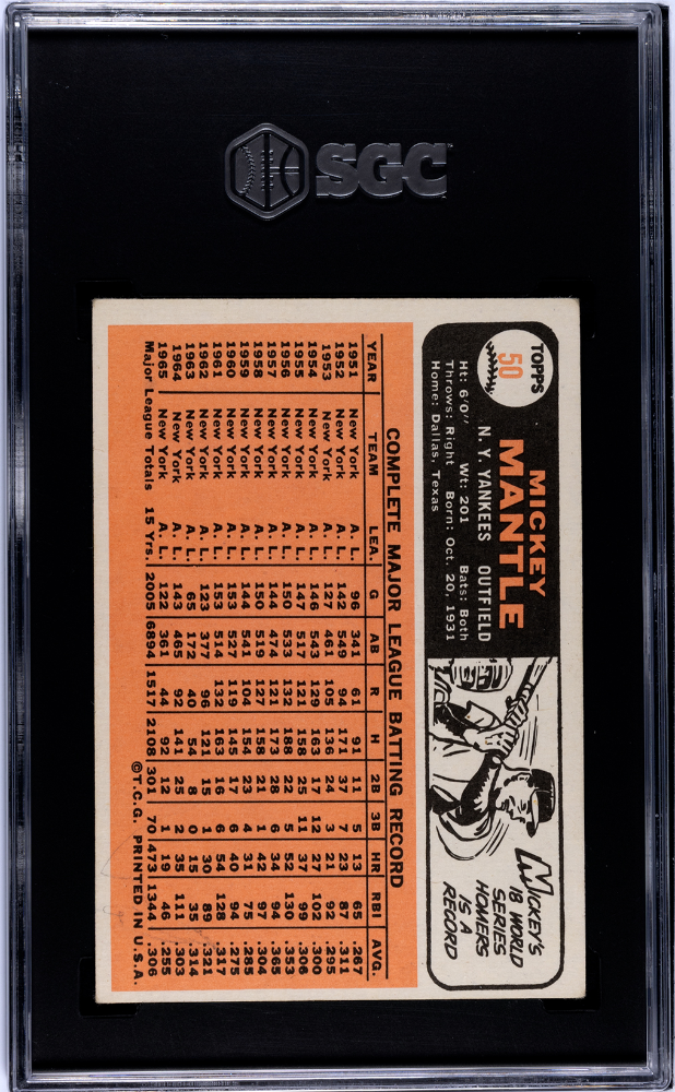 1966 Topps Mickey Mantle #50 SGC 4