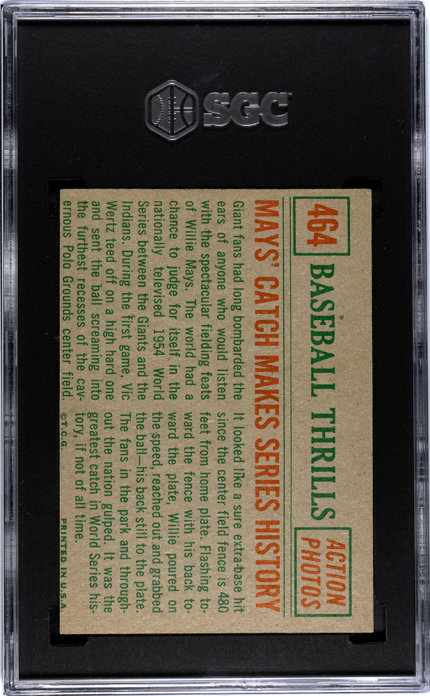 1959 Topps Mays' Catch #464 Baseball Thrills SGC 4.5