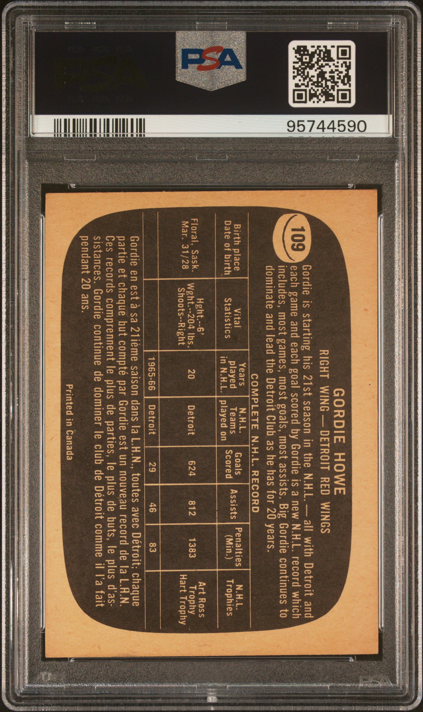 1966 Topps Gordie Howe #109 PSA 5