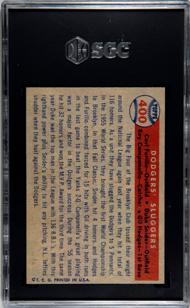 1957 Topps Dodgers' Sluggers #400 SGC 4.5