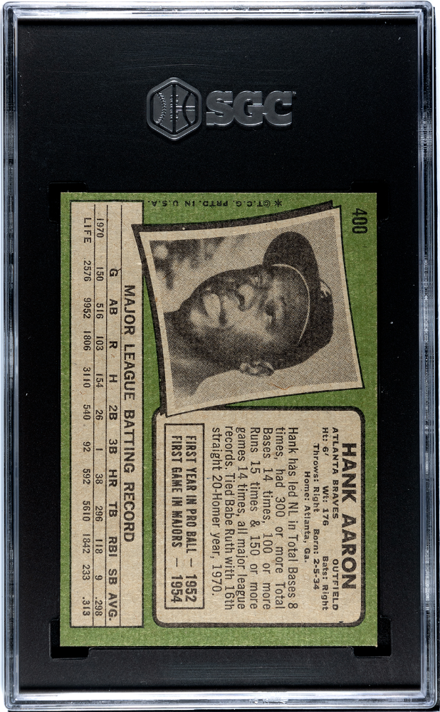 1971 Topps Hank Aaron #400 SGC 8