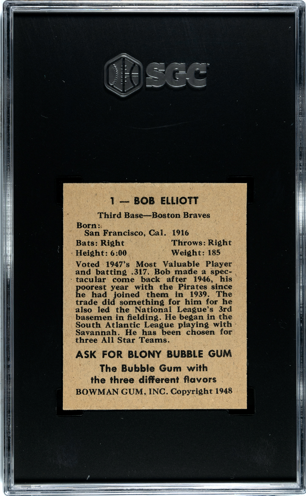 1948 Bowman Bob Elliott #1 SGC 9