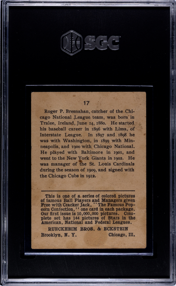 1914 Cracker Jack Roger Bresnahan #17 SGC 1.5