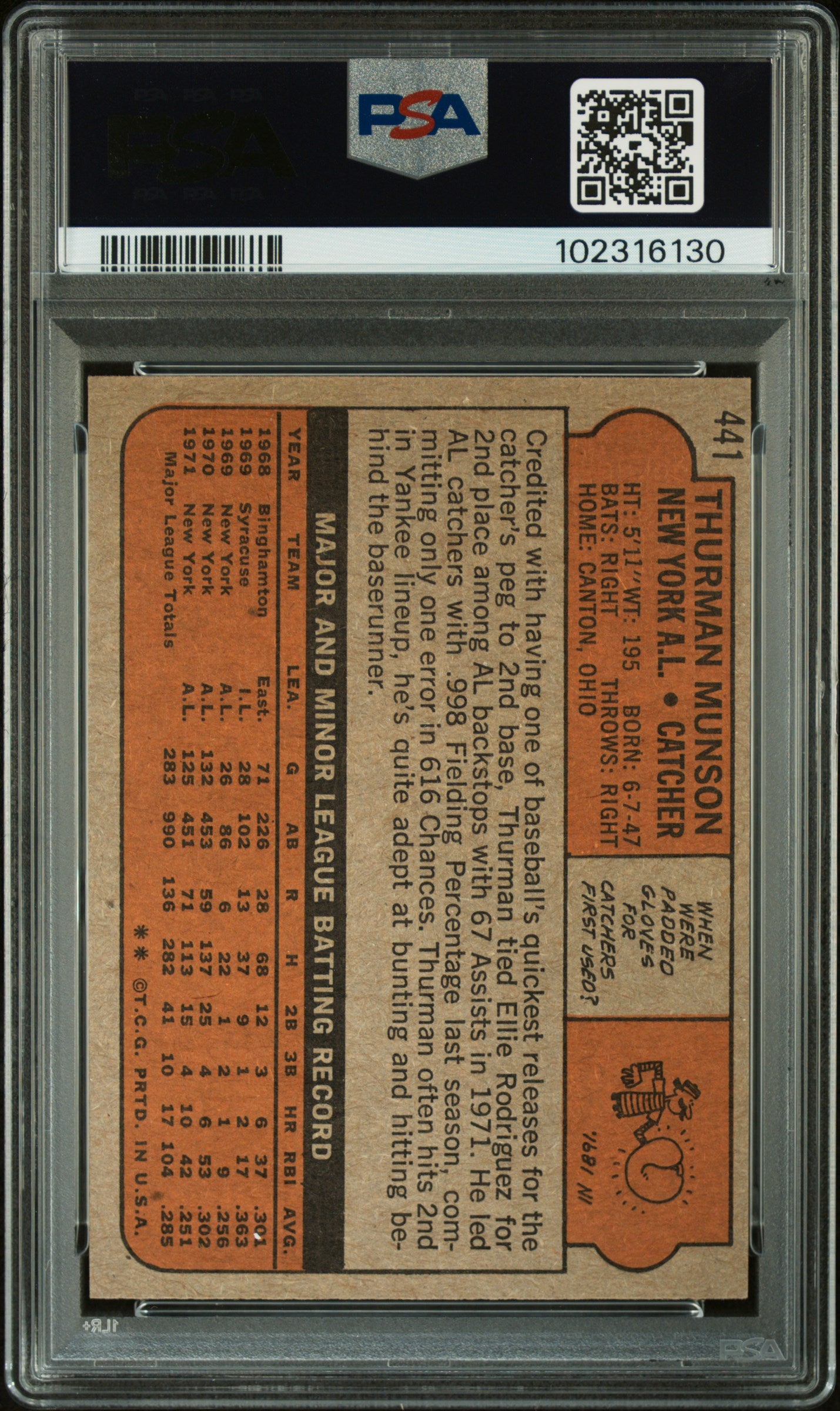 1972 Topps Thurman Munson #441 PSA 9