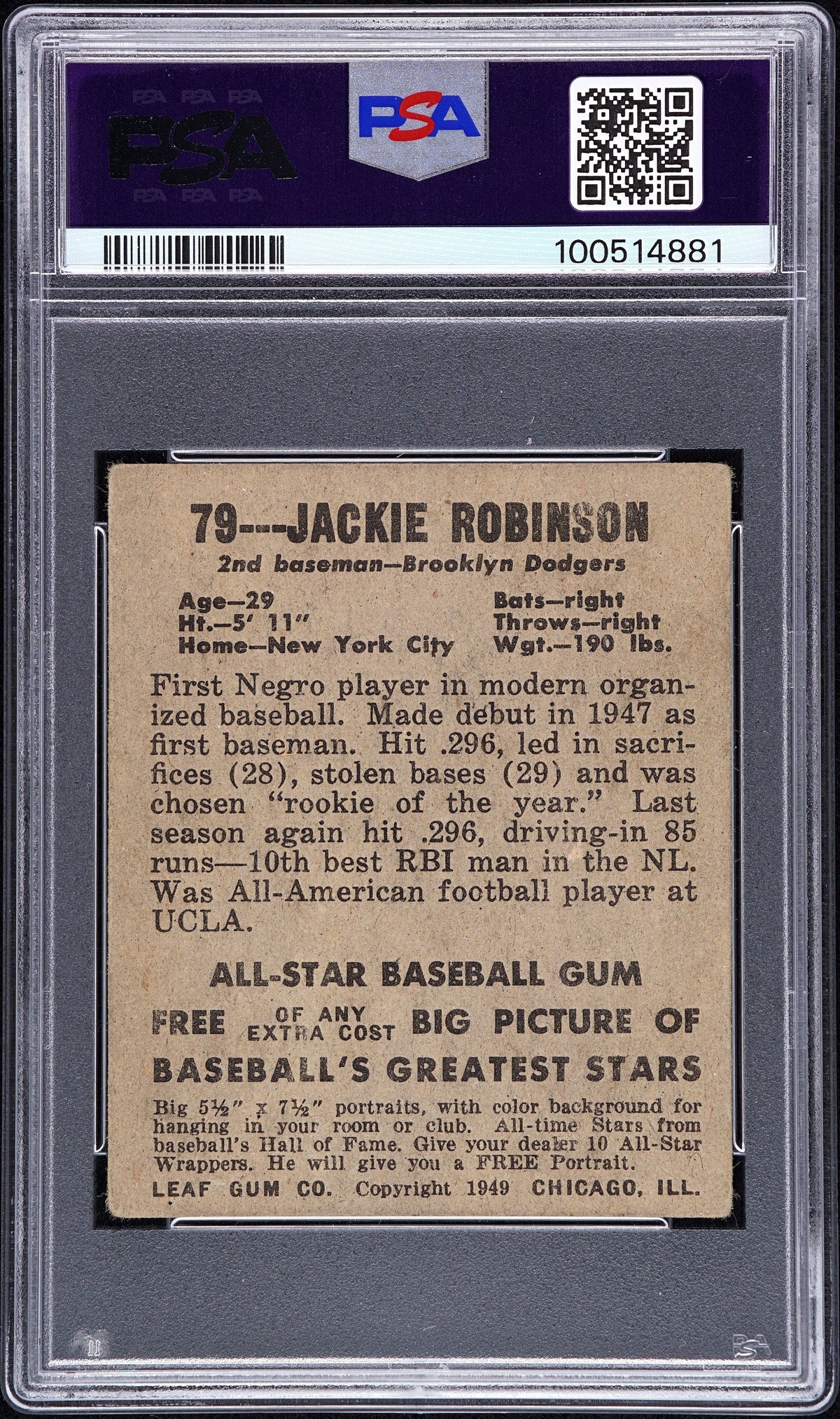 1948 Leaf Jackie Robinson #79 PSA 2