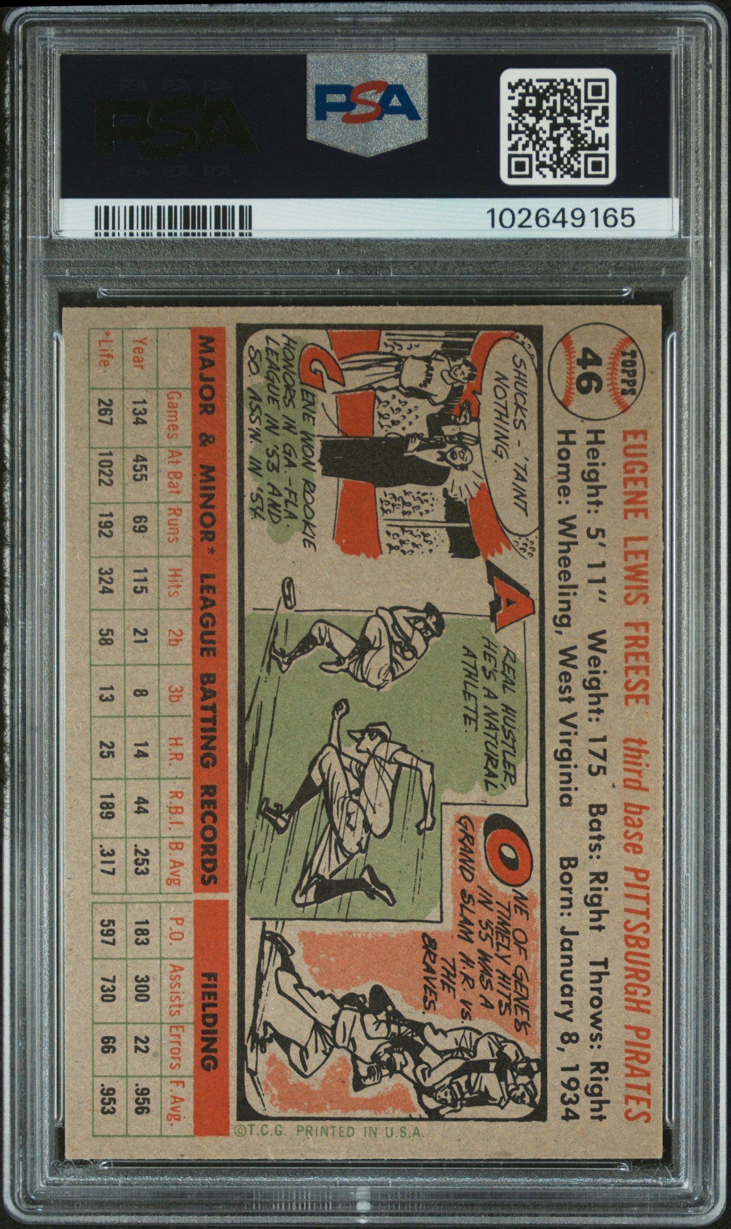 1956 Topps Gene Freese #46 Gray Back PSA 7