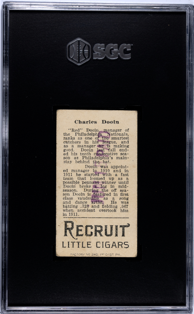 1912 Recruit Little Cigars (T207) Charles Dooin SGC 1