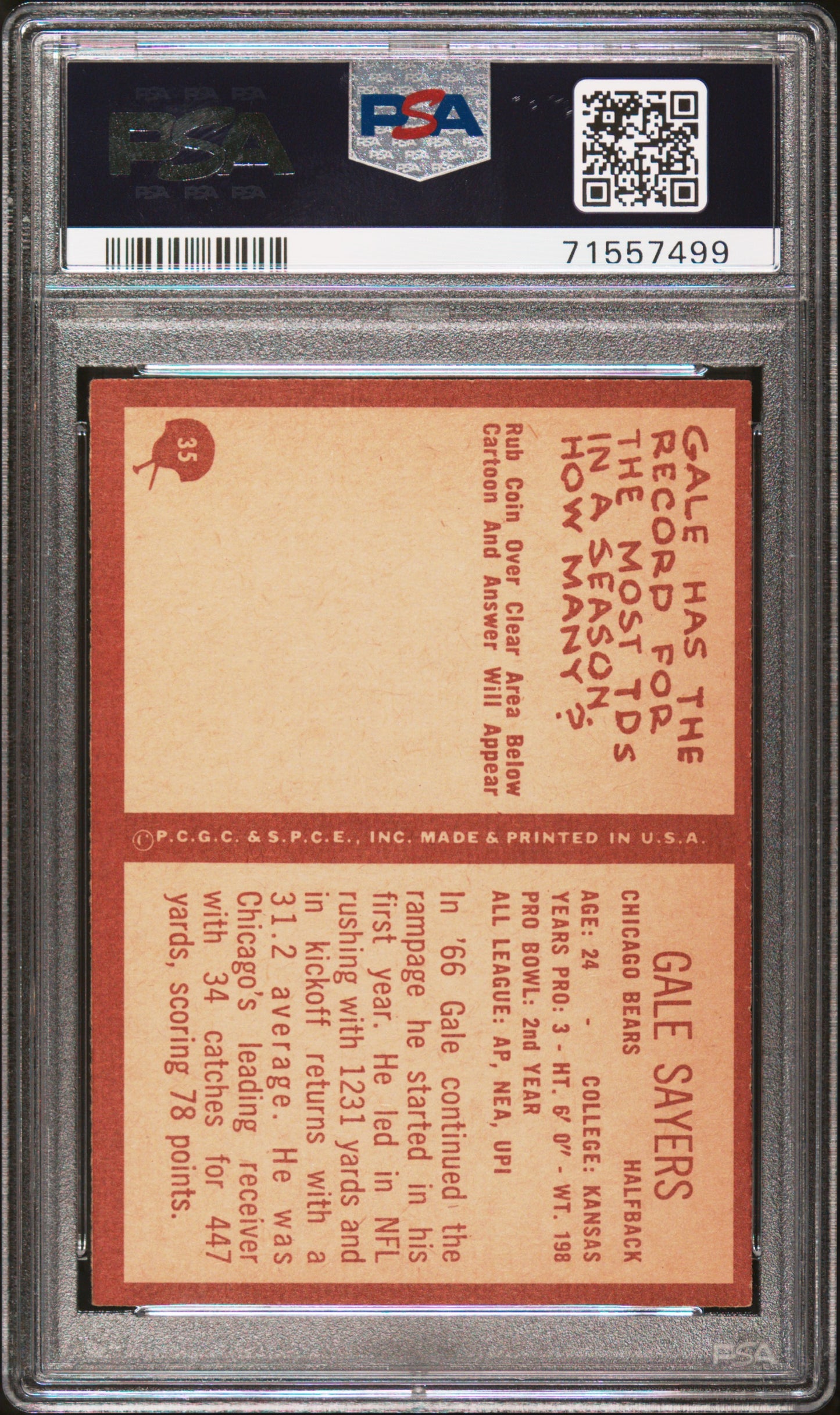 1967 Philadelphia Gale Sayers #35 PSA 6