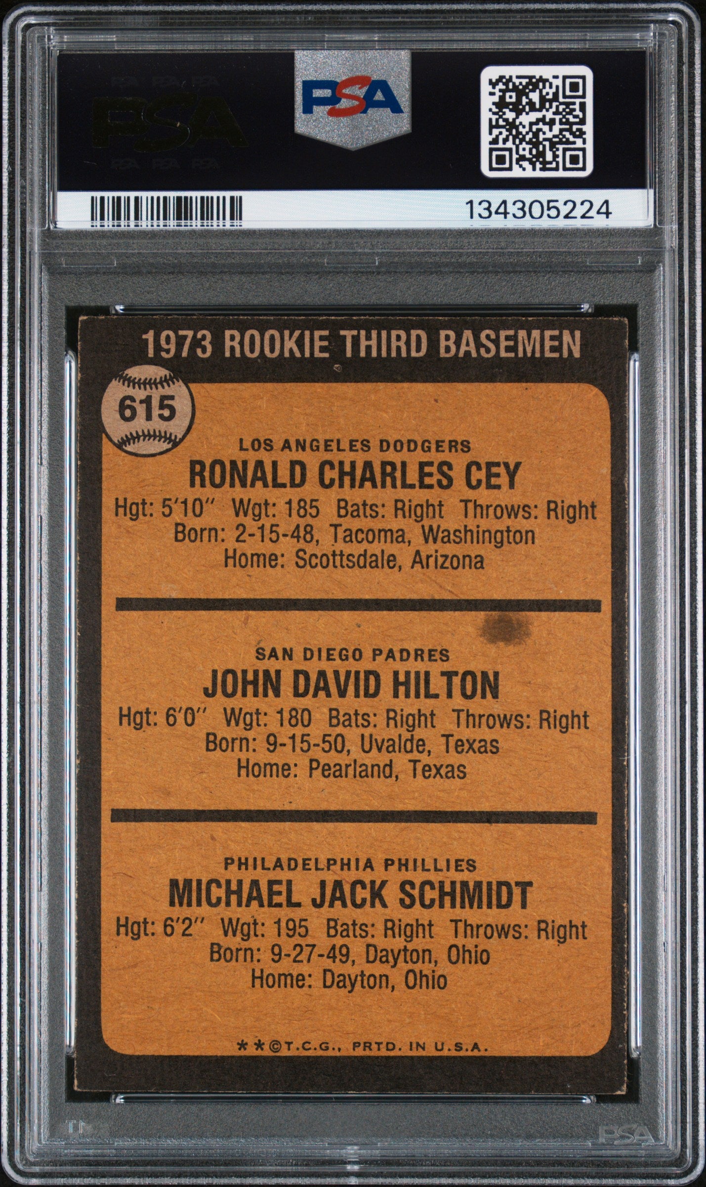 1973 Topps Rookie 3RD Basemen #615 Rookie 3RD Basemen PSA 4 Auto 9