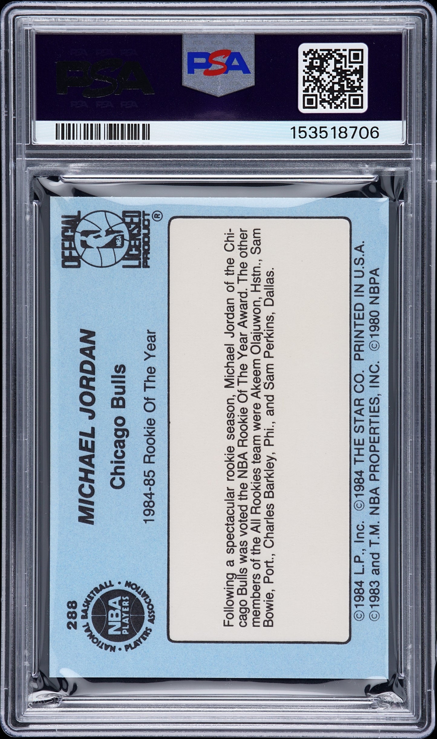 1984 Star Michael Jordan #288 PSA 6