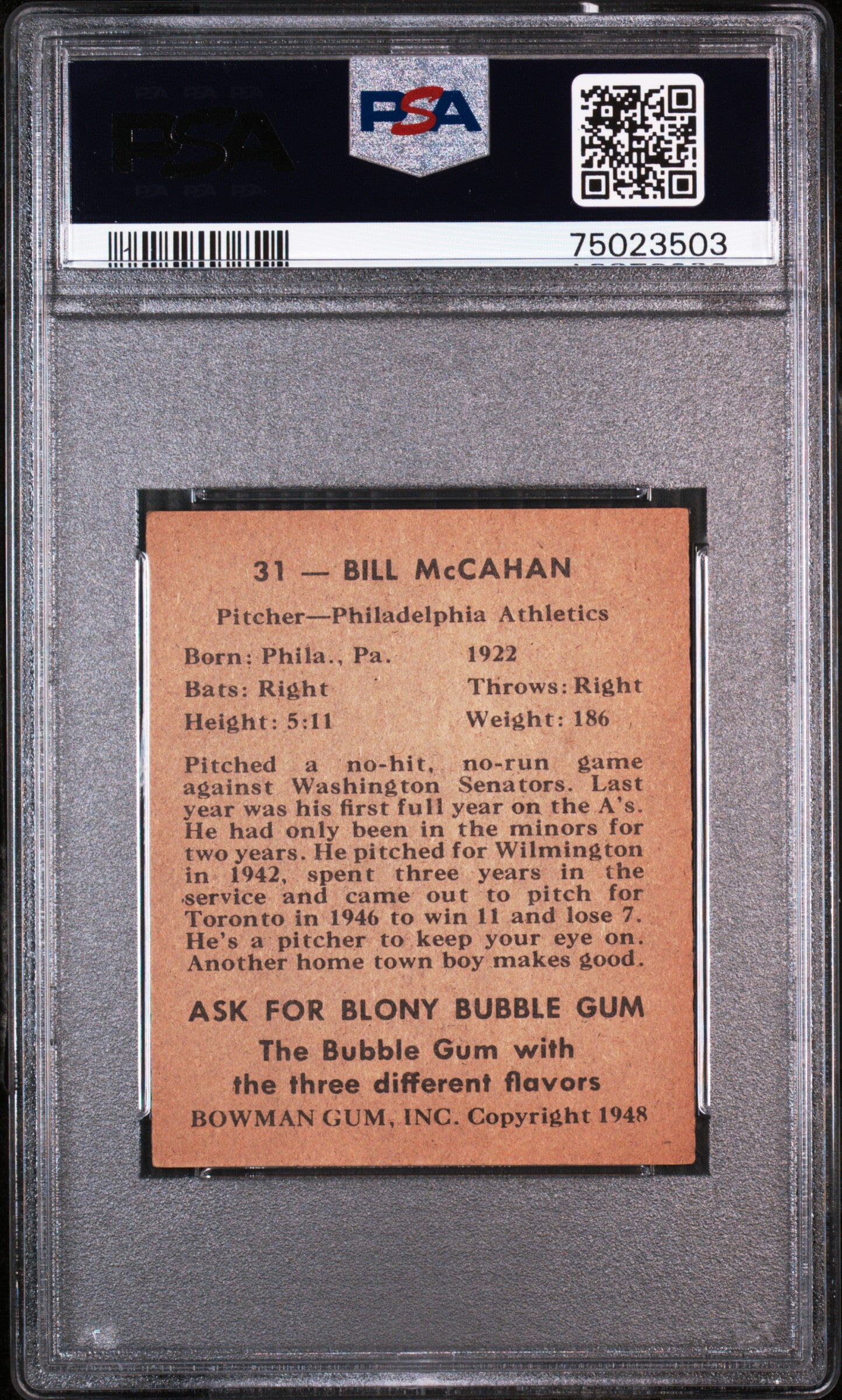 1948 Bowman Bill Mccahan #31 PSA 6