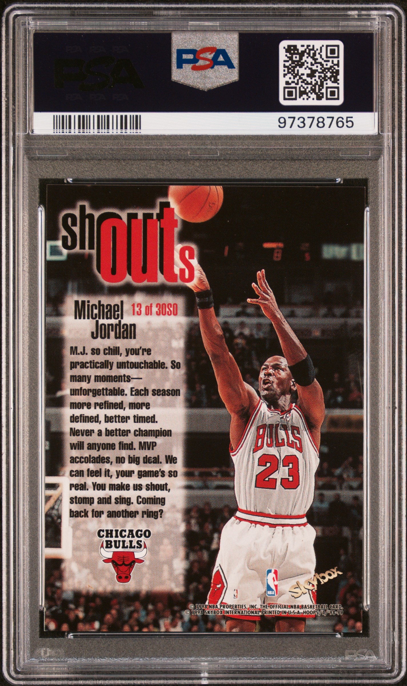 1998 Hoops Shout Outs Michael Jordan #13 PSA 9