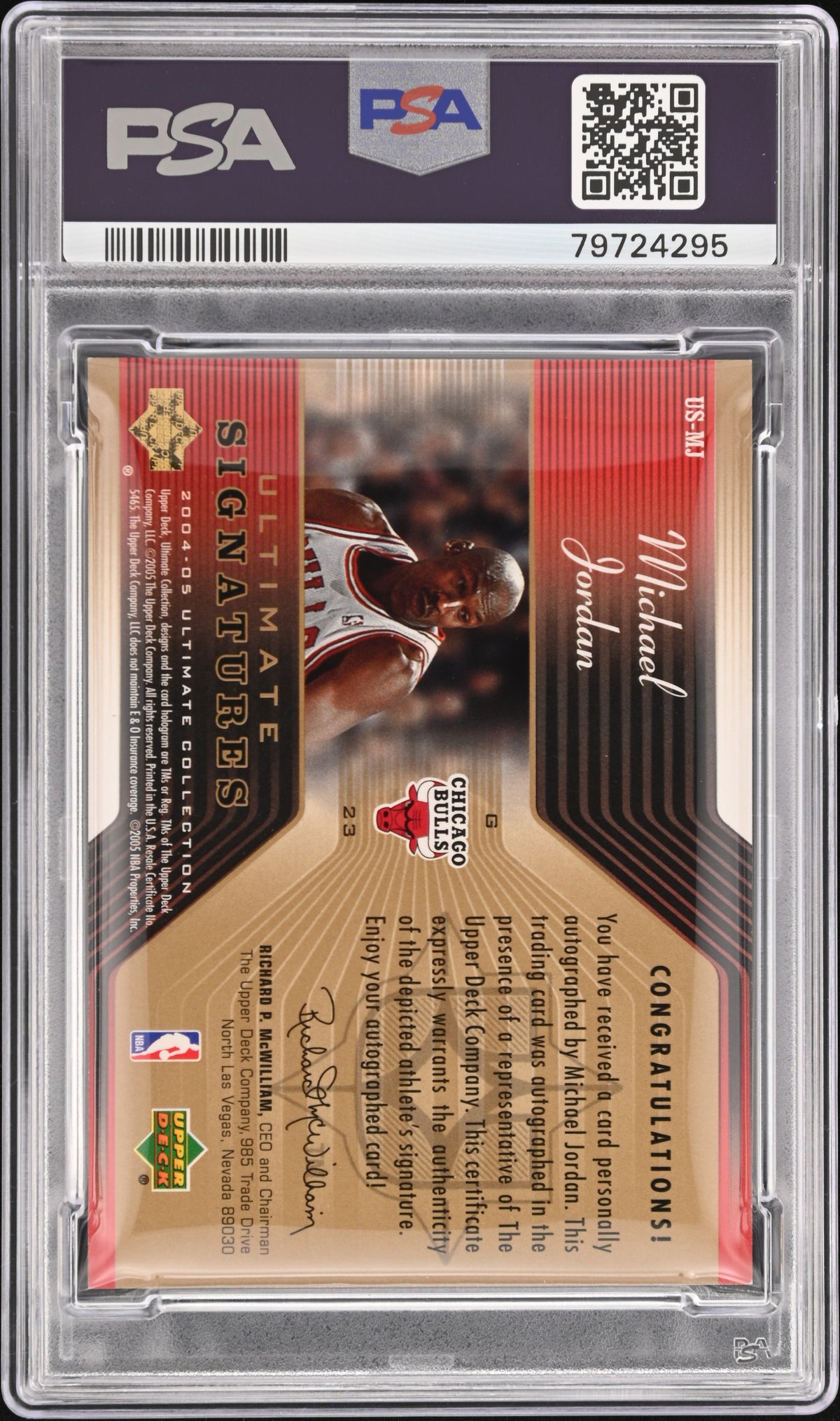 2004 Ultimate Collection Ultimate Signatures Michael Jordan #US-MJ PSA 8 Auto 10