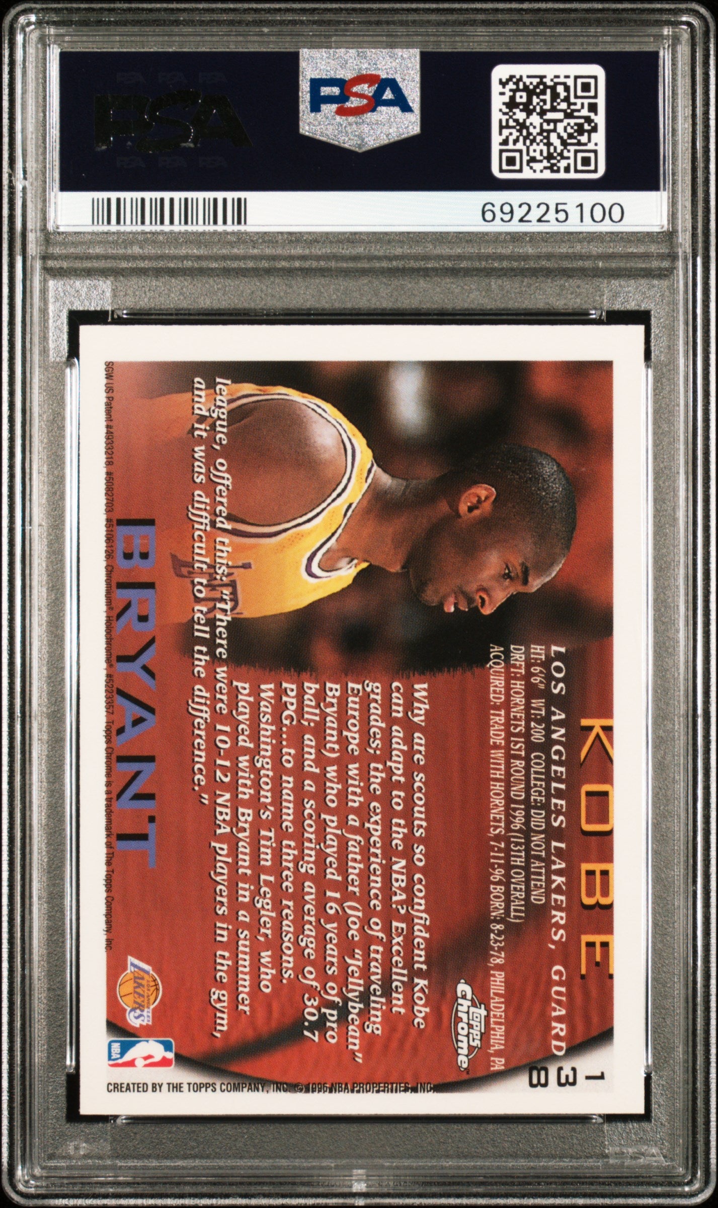 1996 Topps Chrome Kobe Bryant #138 PSA 9