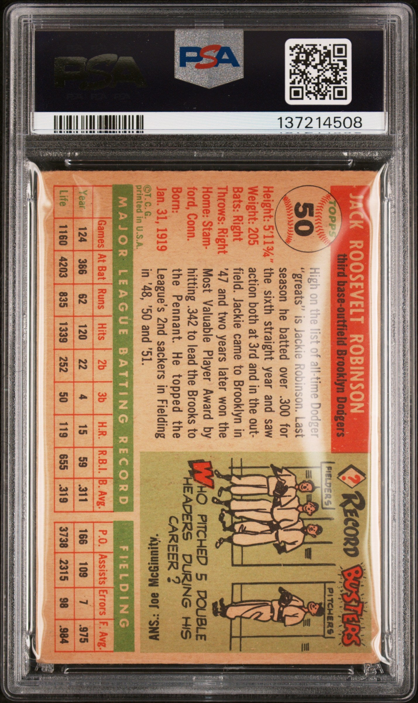 1955 Topps Jackie Robinson #50 PSA 2.5