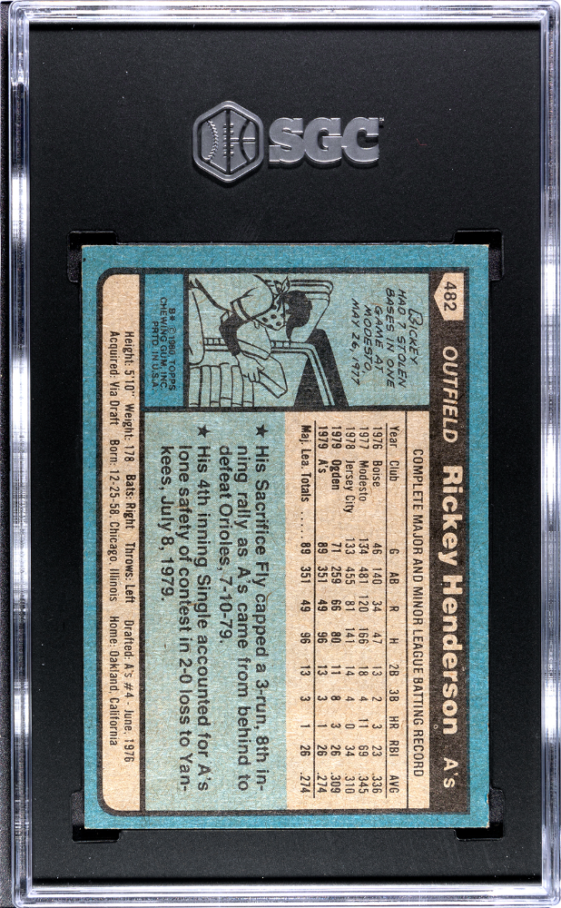 1980 Topps Rickey Henderson #482 SGC 6