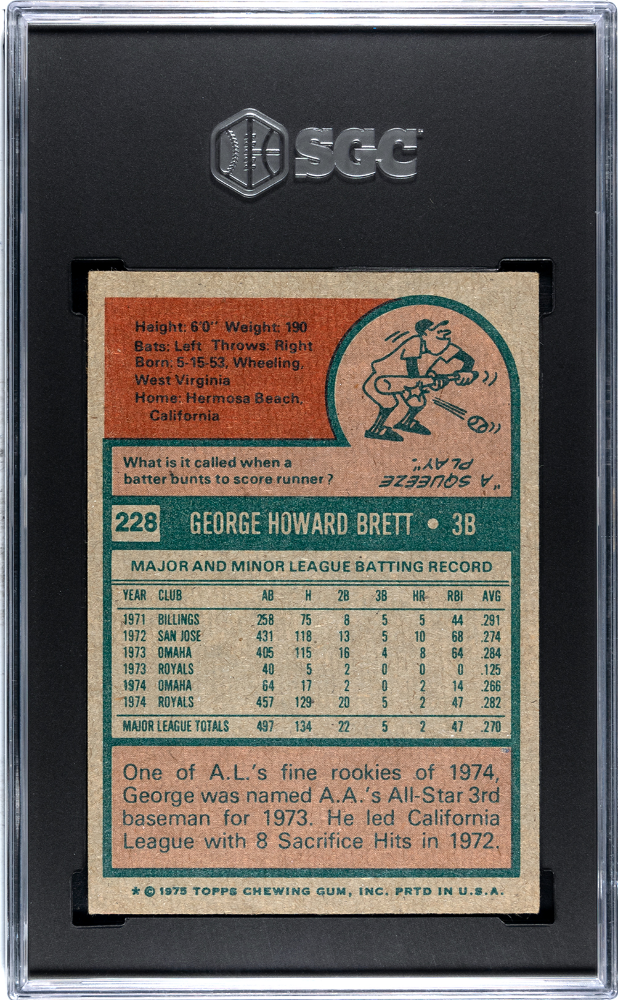 1975 Topps George Brett #228 SGC A