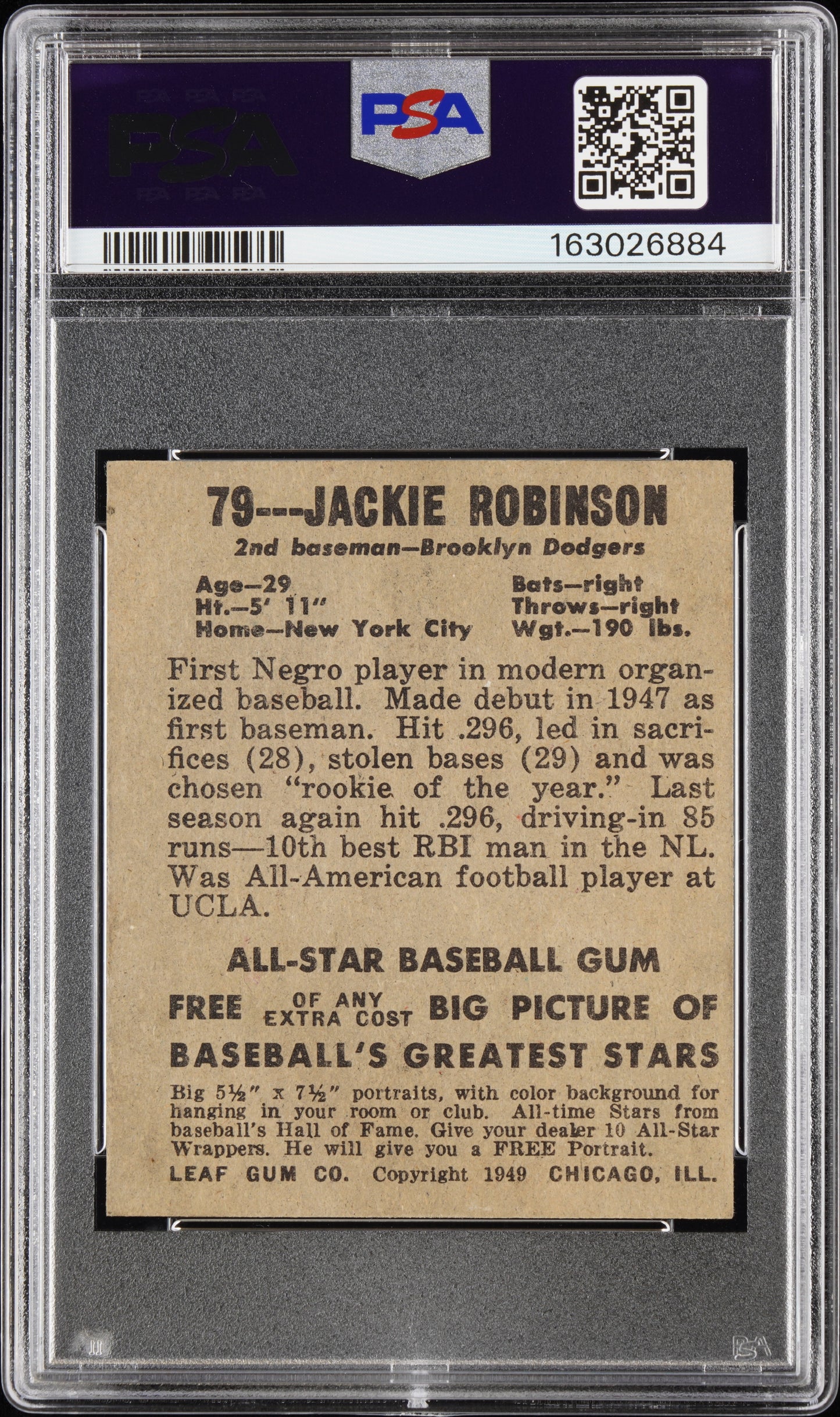 1948 Leaf Jackie Robinson #79 PSA 3