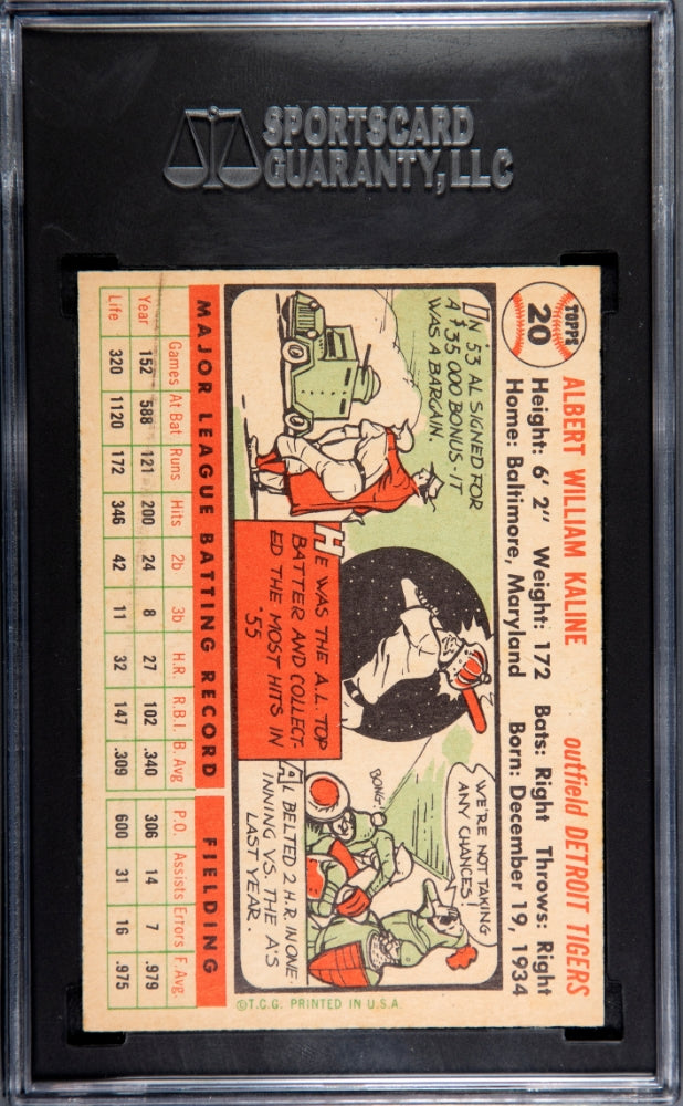 1956 Topps Al Kaline #20 White Back SGC 5