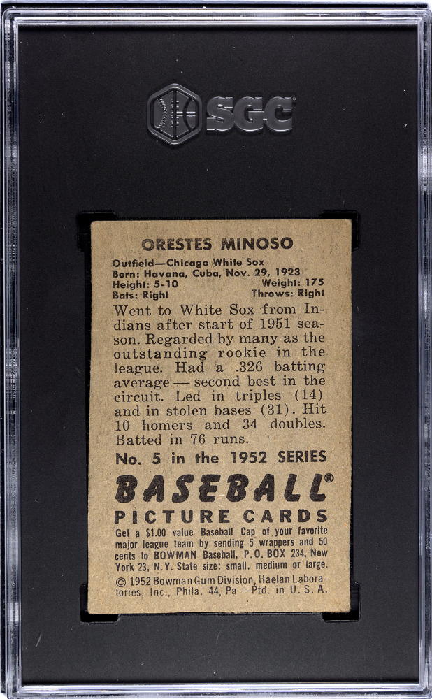1952 Bowman Orestes Minoso #5 SGC A