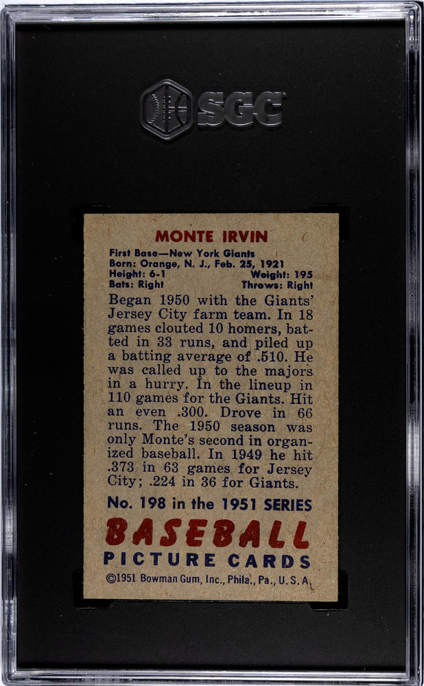 1951 Bowman Monte Irvin #198 SGC 6