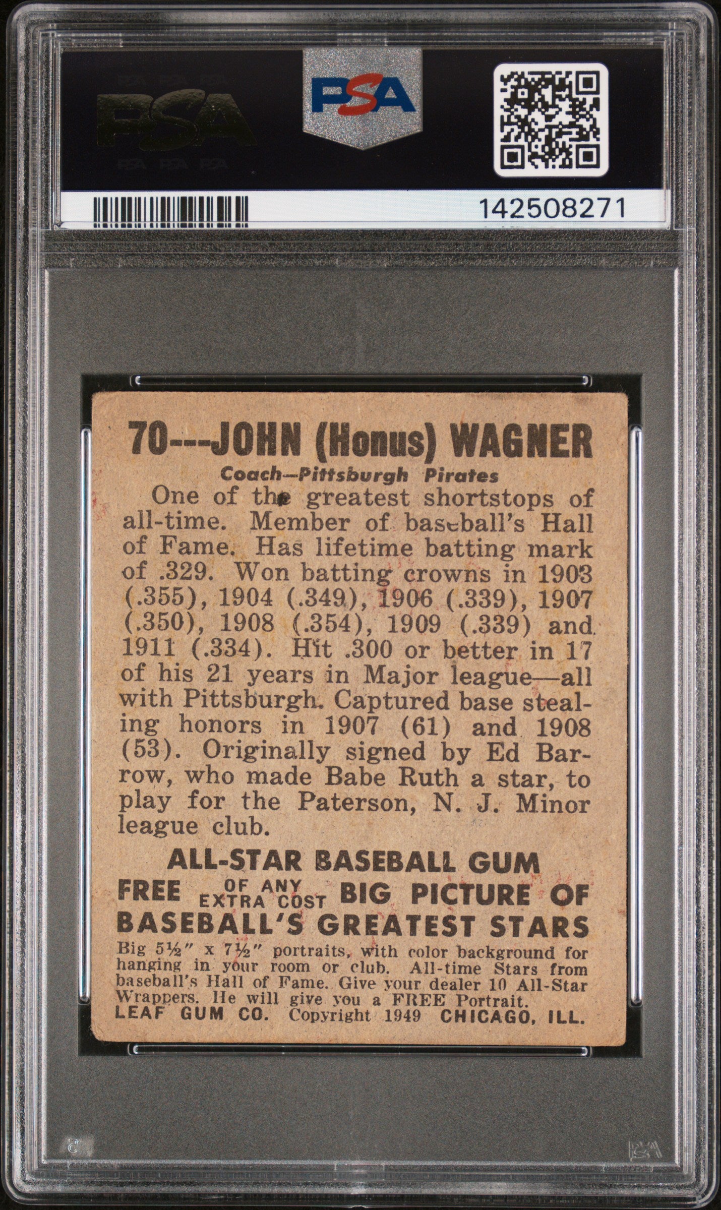 1948 Leaf Honus Wagner #70 PSA 2.5