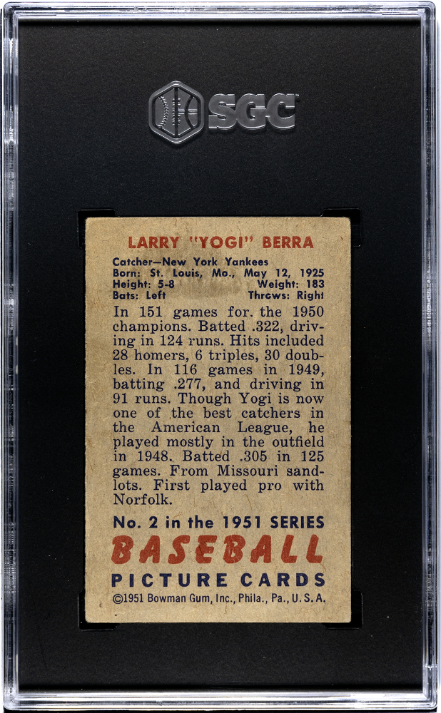1951 Bowman Yogi Berra #2 SGC 3