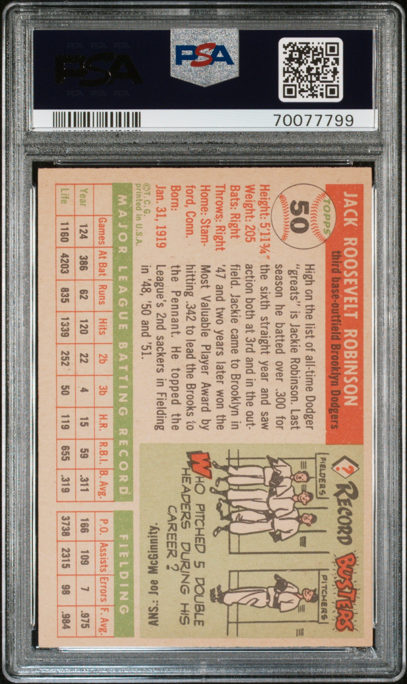 1955 Topps Jackie Robinson #50 PSA 7