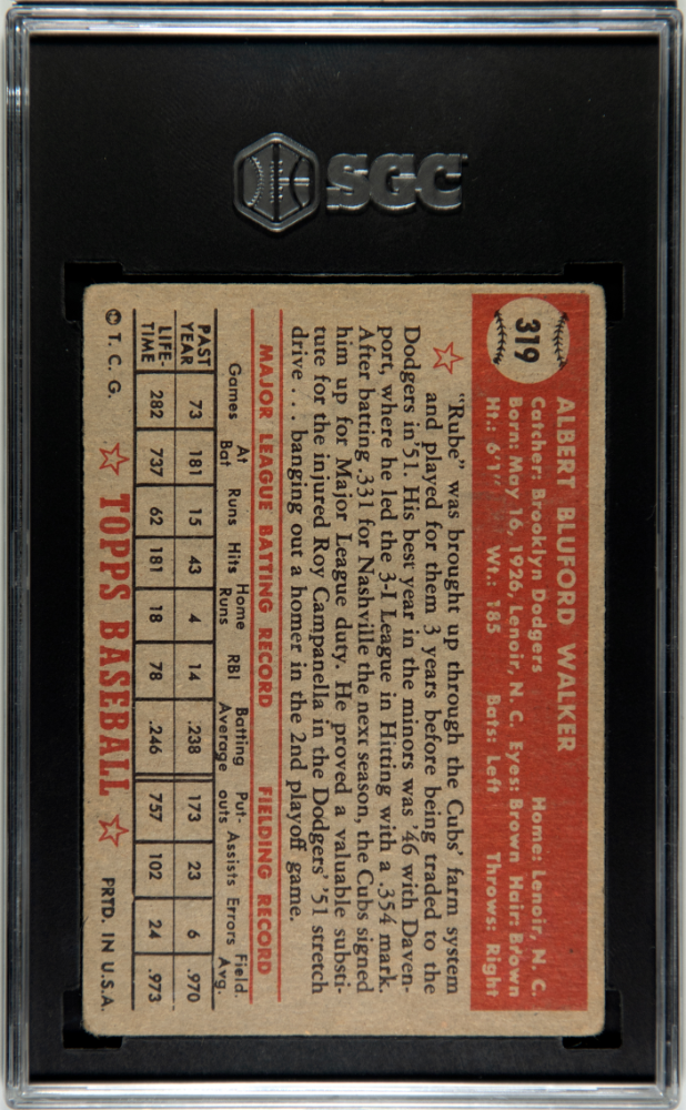 1952 Topps Al Walker #319 SGC 2.5