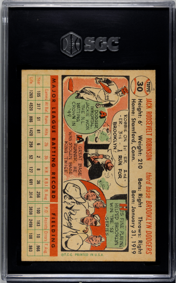 1956 Topps Jackie Robinson #30 White Back SGC 5