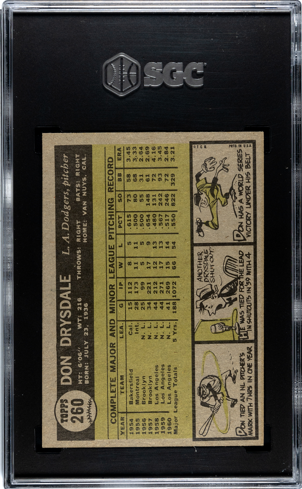 1961 Topps Don Drysdale #260 SGC 6