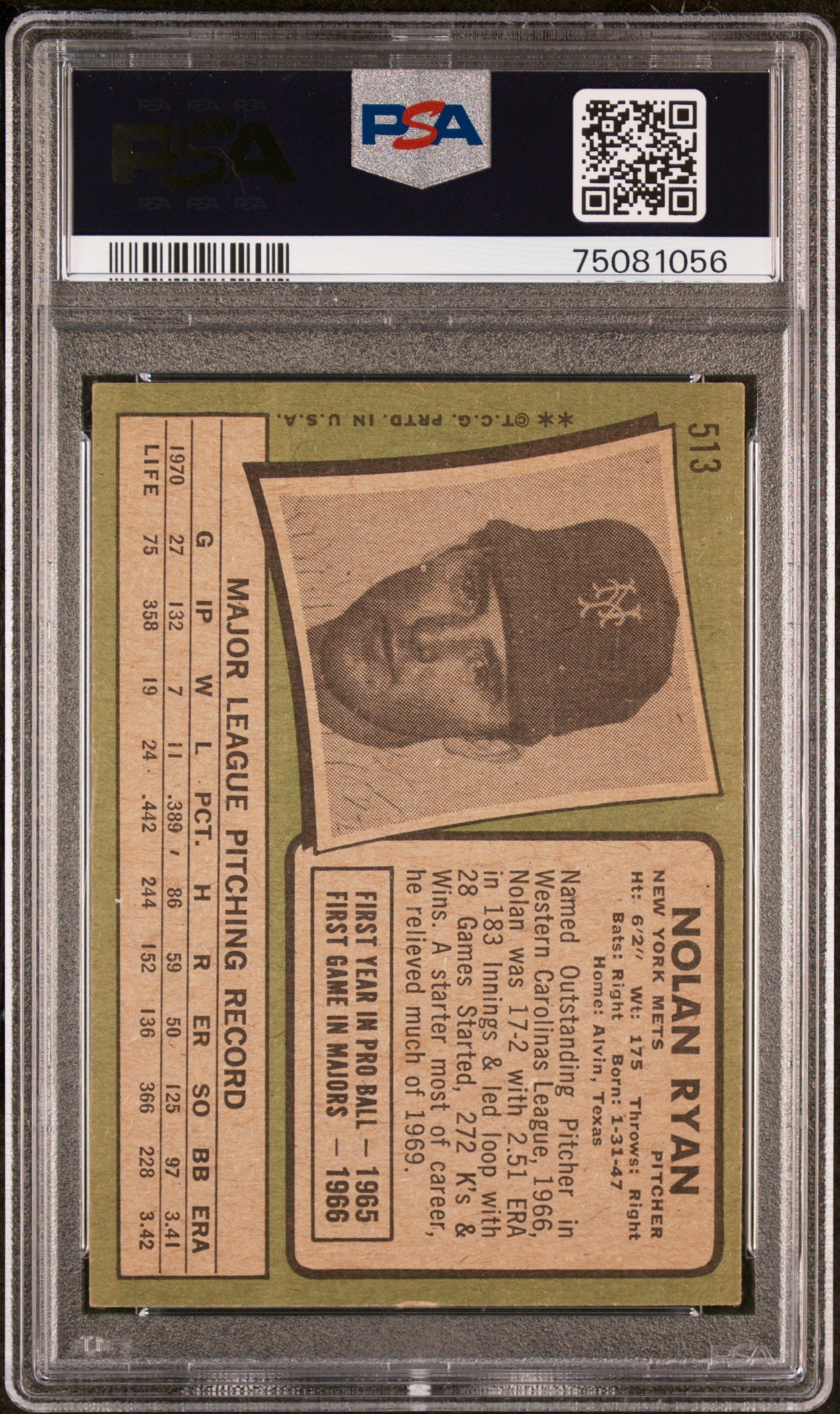 1971 Topps Nolan Ryan #513 PSA 4