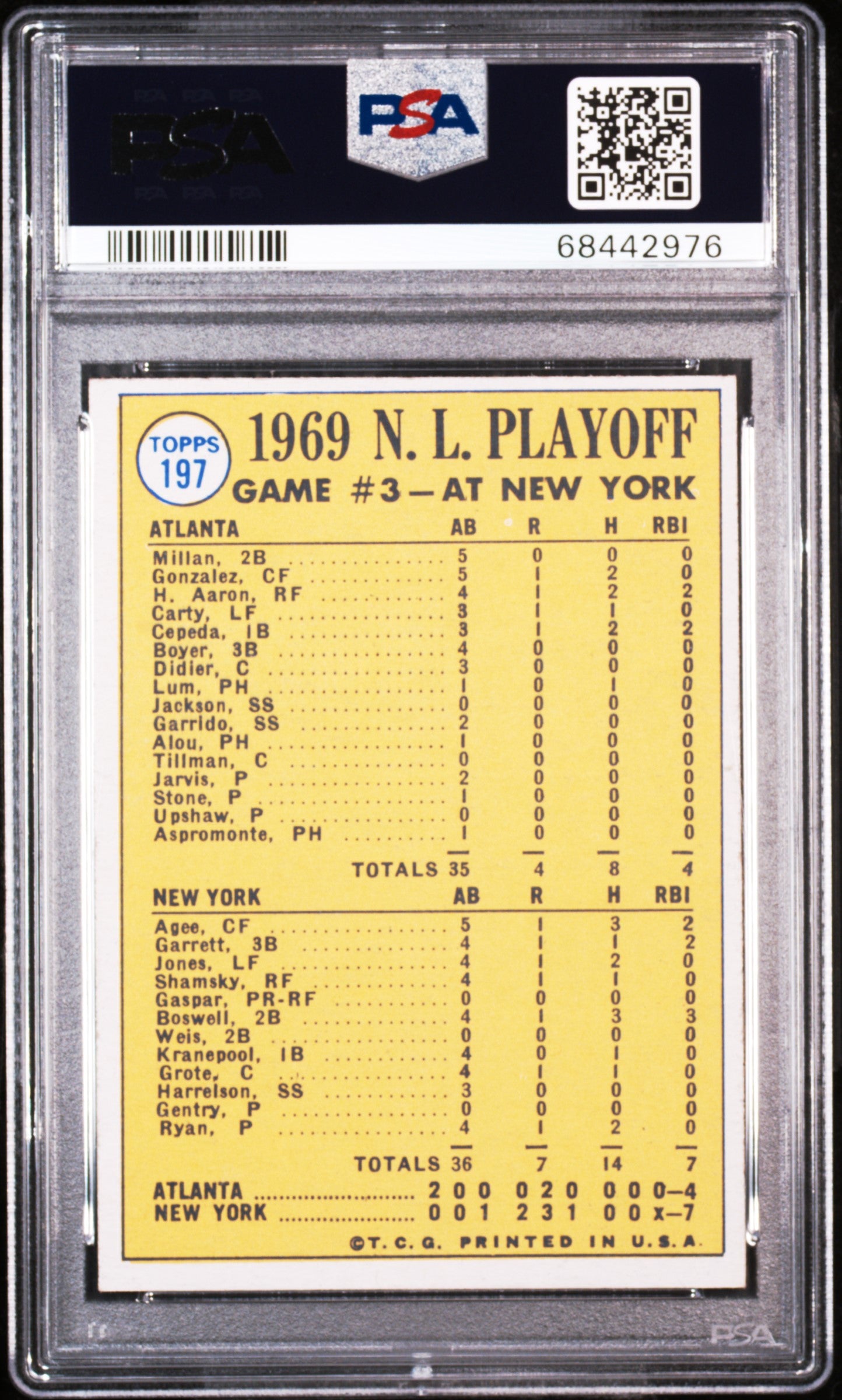 1970 Topps N. L. Playoff Game 3 #197 Ryan Saves The Day! PSA 9