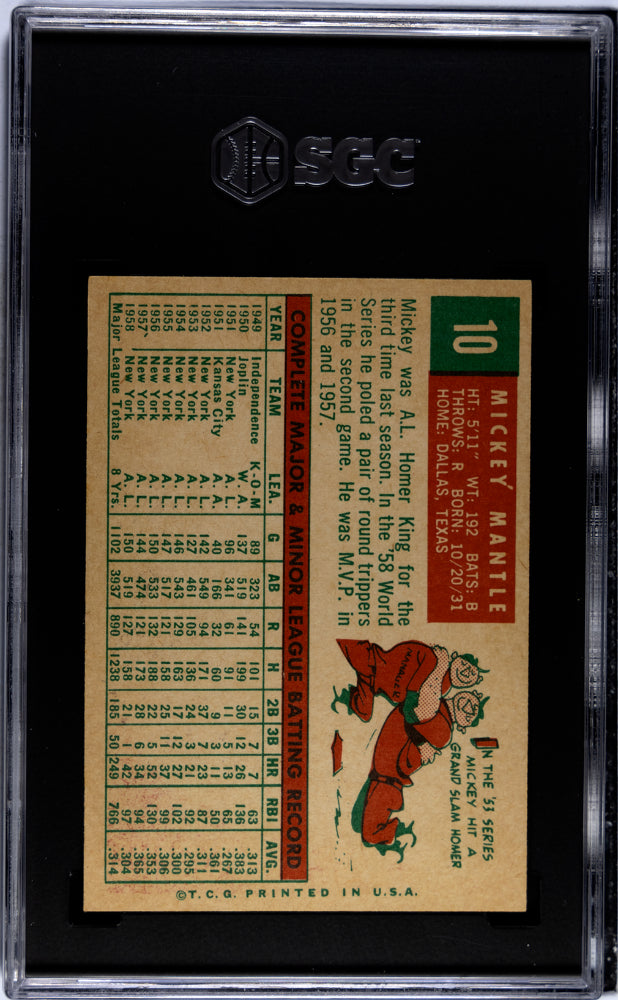 1959 Topps Mickey Mantle #10 SGC 6