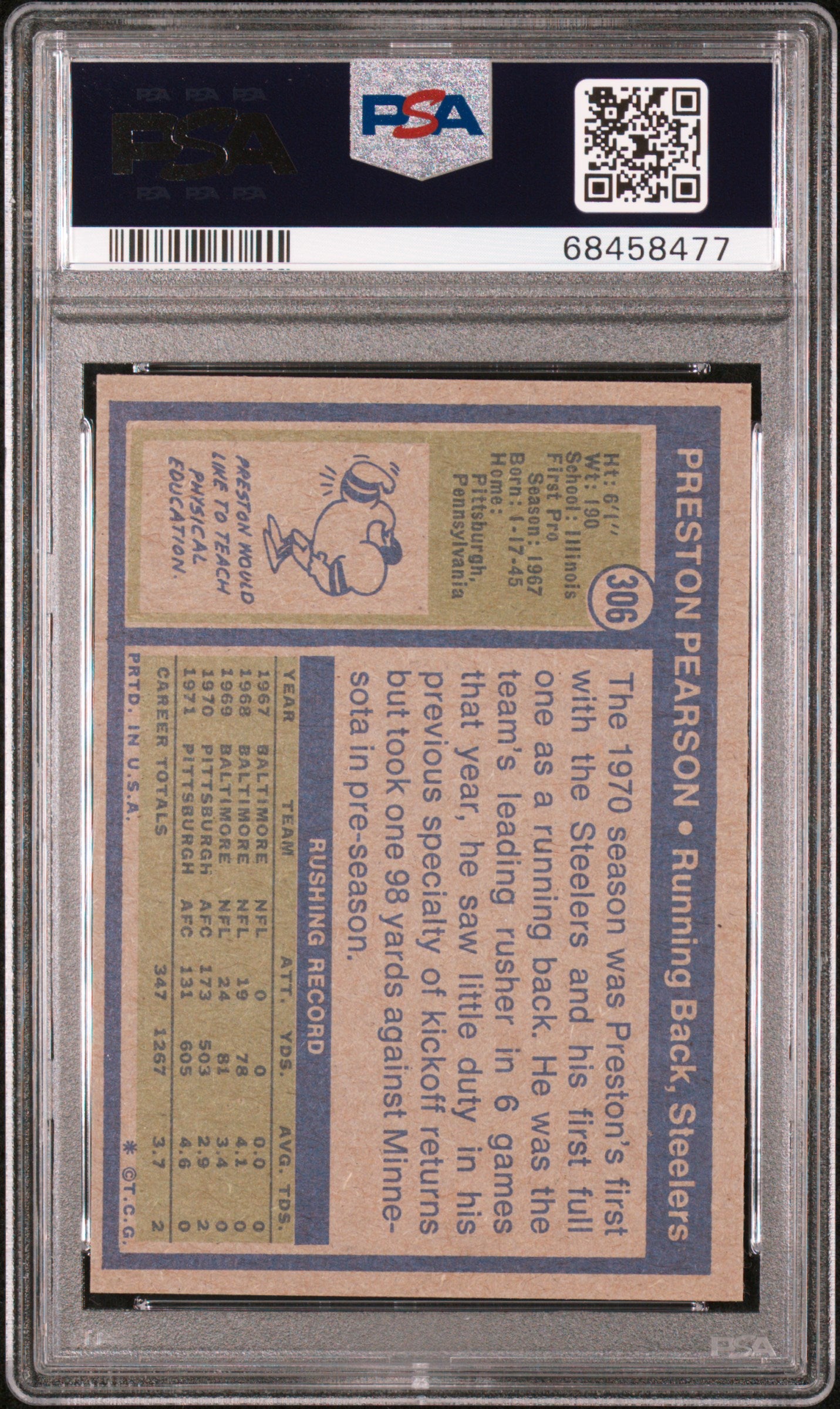 1972 Topps Preston Pearson #306 PSA 8