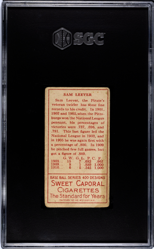 1911 Sweet Caporal (T205) Sam Leever SGC 3