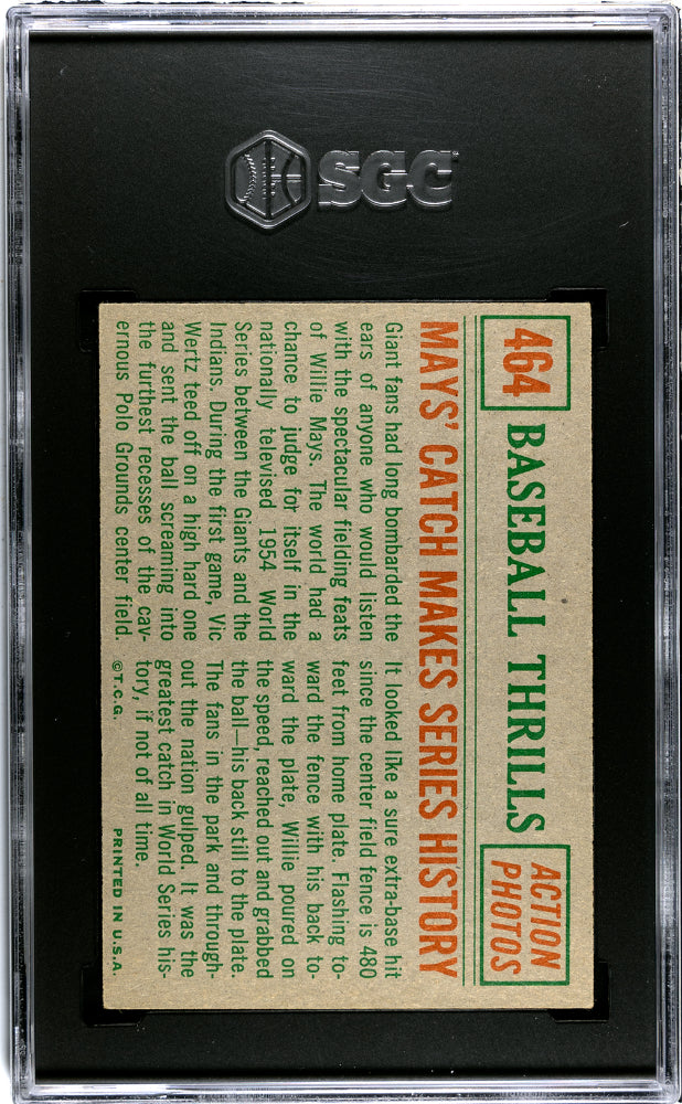 1959 Topps Mays' Catch #464 Baseball Thrills SGC 5.5