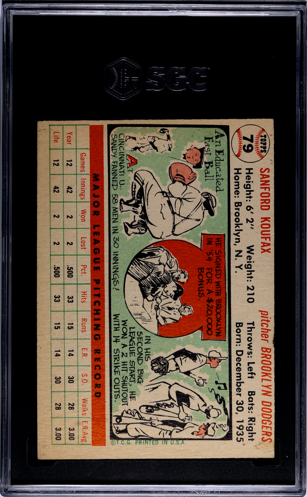 1956 Topps Sandy Koufax #79 White Back SGC 4.5