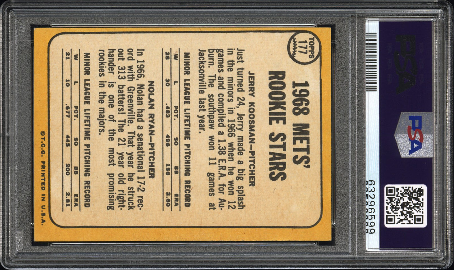1968 Topps Mets Rookies #177 J. Koosman N. Ryan PSA 6