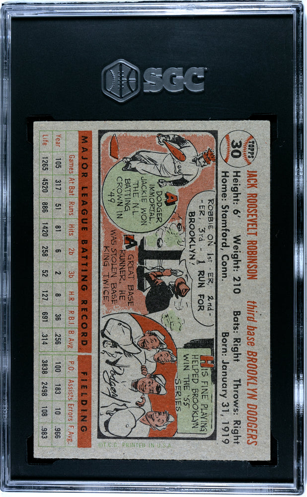 1956 Topps Jackie Robinson #30 Gray Back SGC 6