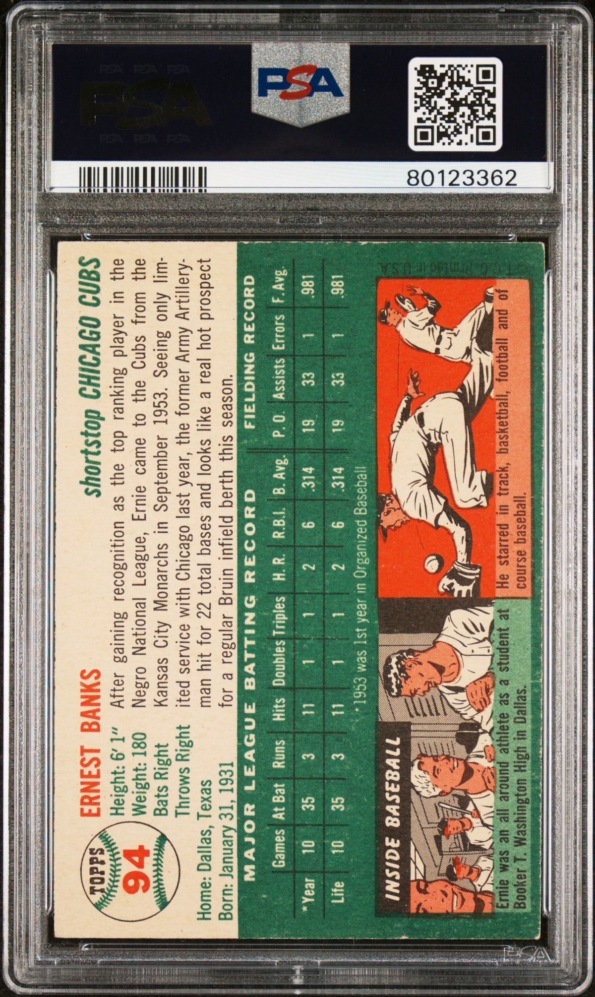 1954 Topps Ernie Banks #94 PSA 4