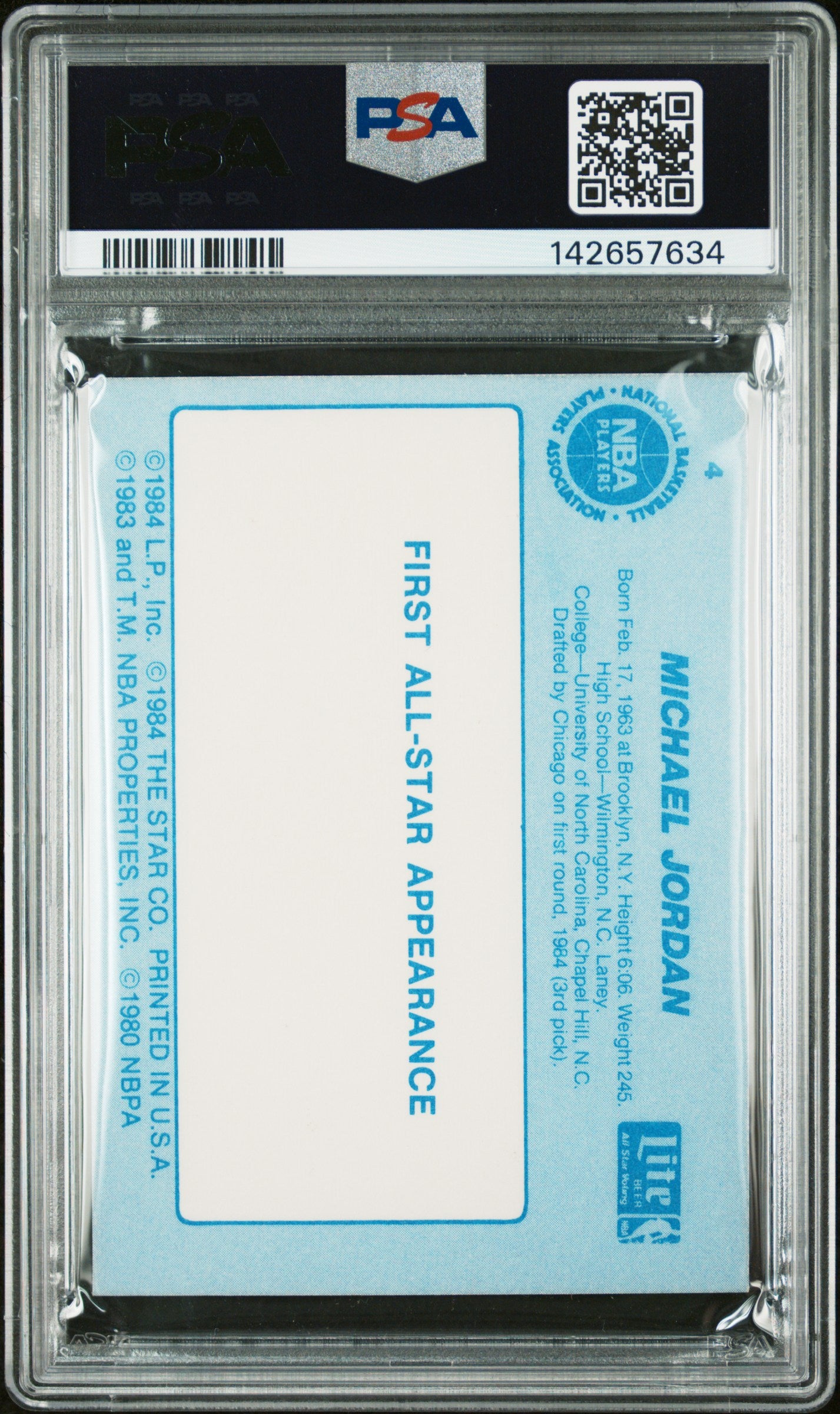 1985 Star Lite Michael Jordan #4 PSA 6